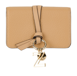 Chloe Alphabet Card Holder, Leather, Beige, D1R4QX, DB/B, 3*